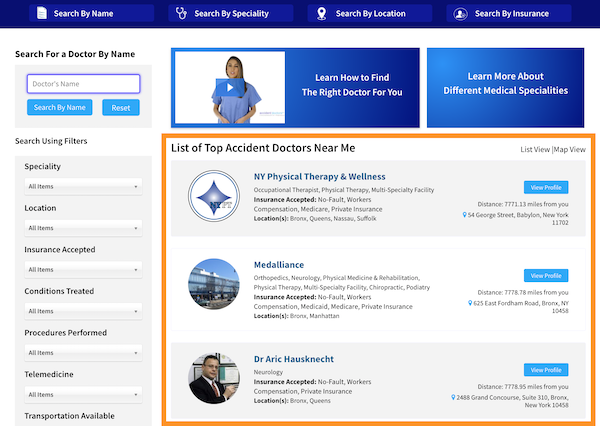 listing of car accident specialists
